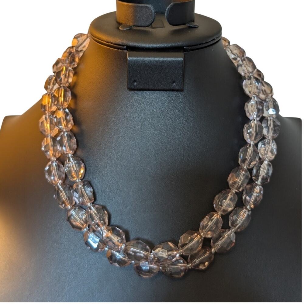 Coldwater Creek Smoky Lavender Acrylic Faceted Bead Double Strand Necklace